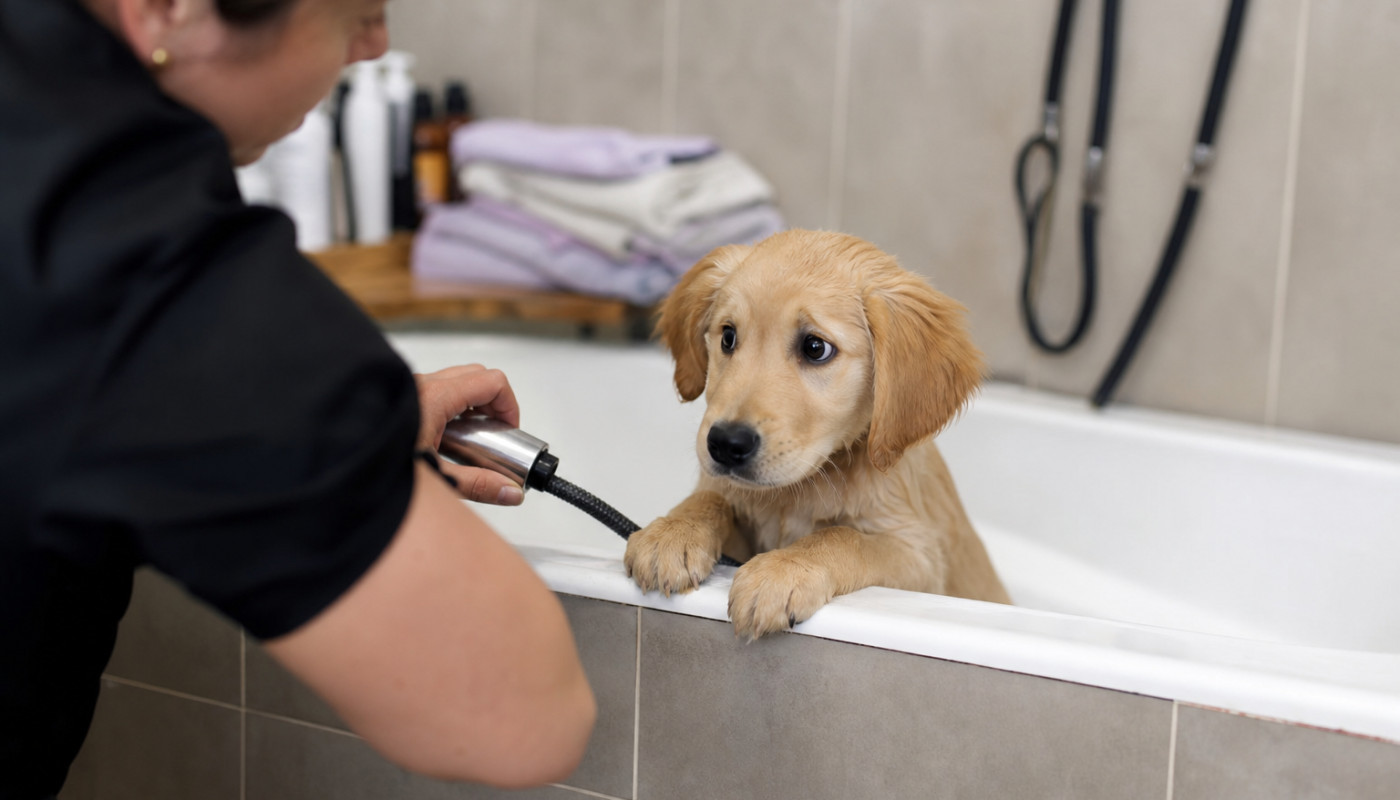 Chien - Toilettage : découvrez pourquoi certains chiots redoutent la baignoire